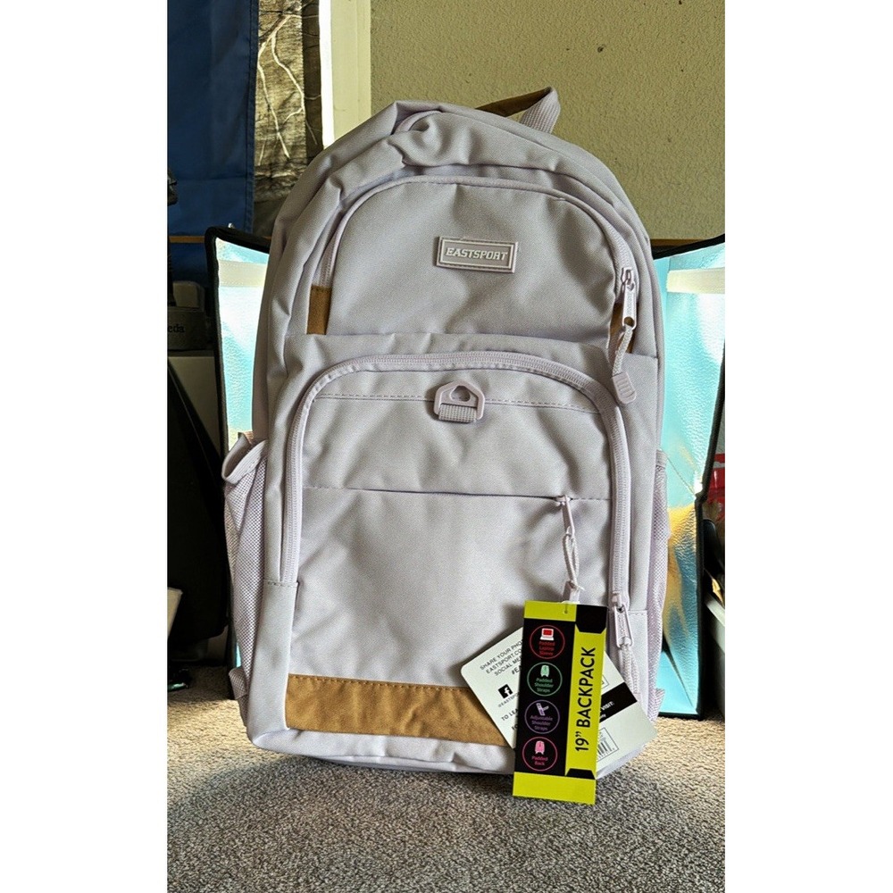 Eastsport Aero Core 19in Backpack Purple Beige Laptop Sleeve NWT 111550-LVF